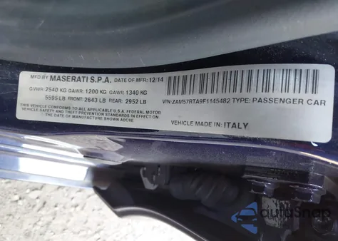 2015 Maserati Ghibli S Q4 from USA, damaged, VIN ZAM57RTA9F1145482